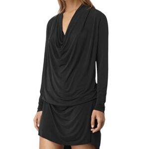 AllSaints Black Amei Long Sleeve Dress